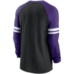 Men’s Nike Black/Purple Minnesota Vikings Throwback Raglan Long Sleeve T-Shirt 9
